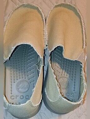 CROCS MEN'S Canvas Slip-On Shoes in Light Tan MEN'S SZ 8